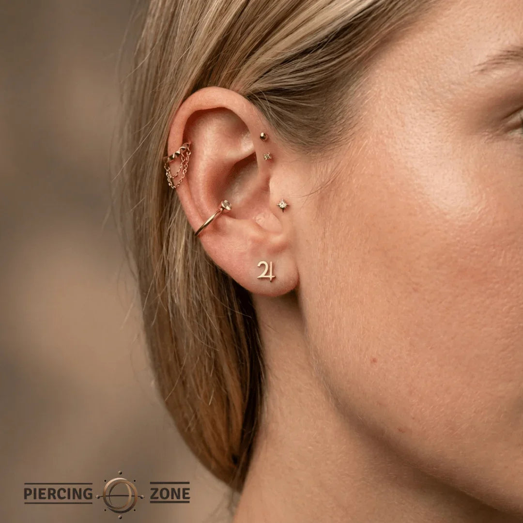 Jupiter Symbol – 14K/18K Gold Flat Threadless End - piercing - zone.com