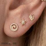 Kalo Leaf – 14K Gold Botanical Threadless End - piercing - zone.com