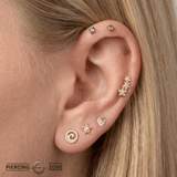 Kalo Leaf – 14K Gold Botanical Threadless End - piercing - zone.com
