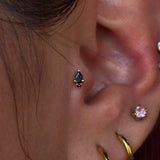 Karma – Black CZ Pear Duo – 14K Gold Threadless End - piercing - zone.com