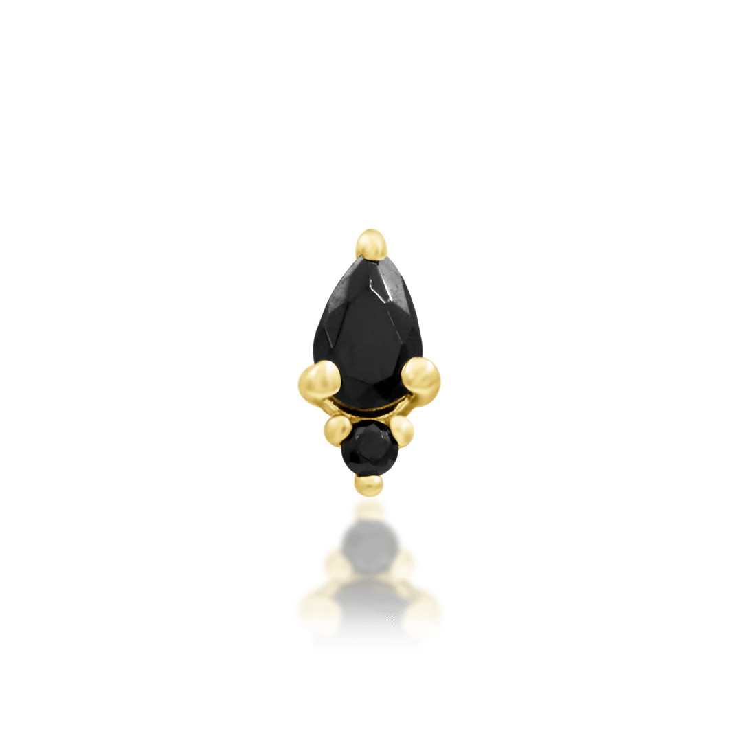 Karma – Black CZ Pear Duo – 14K Gold Threadless End - piercing - zone.com