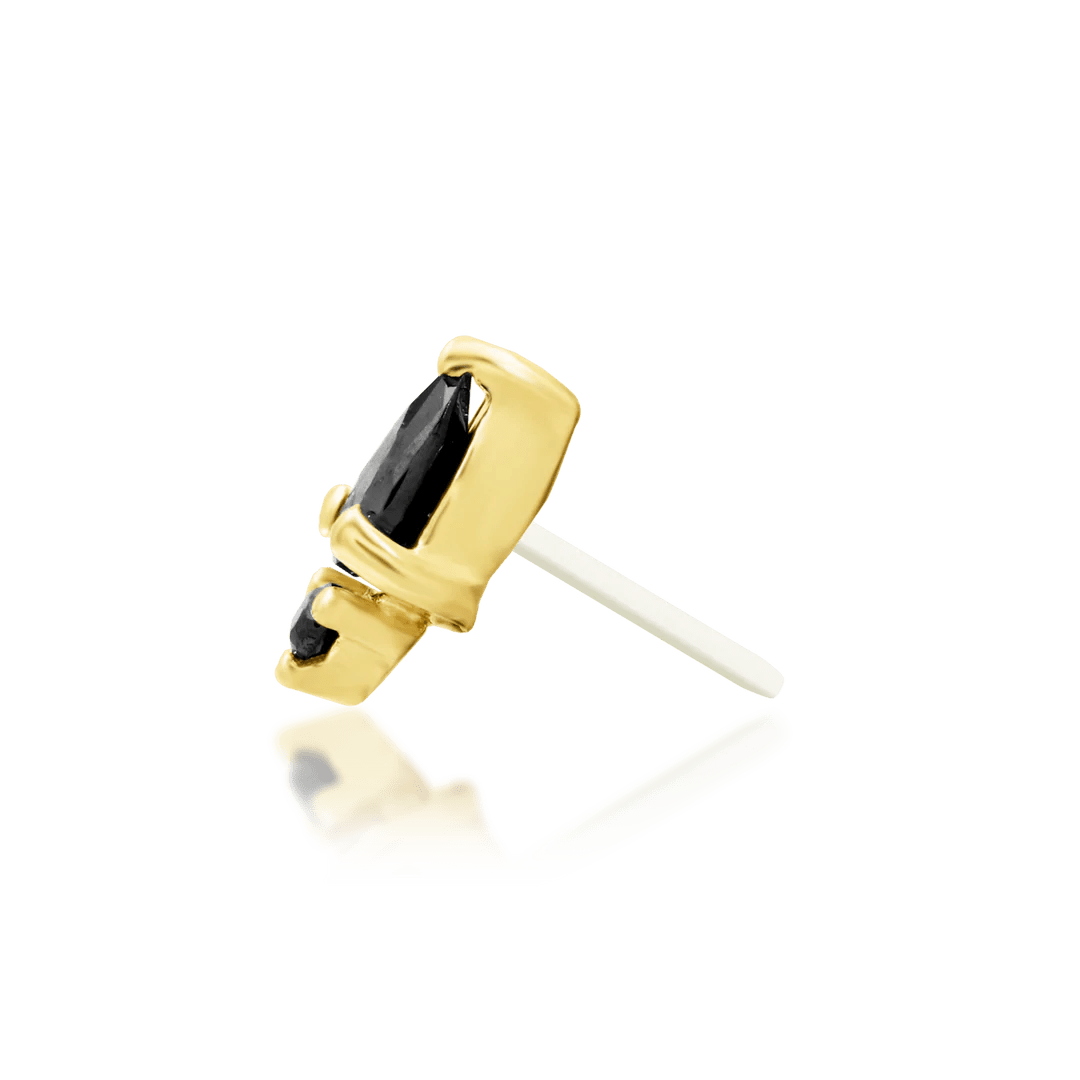 Karma – Black CZ Pear Duo – 14K Gold Threadless End - piercing - zone.com