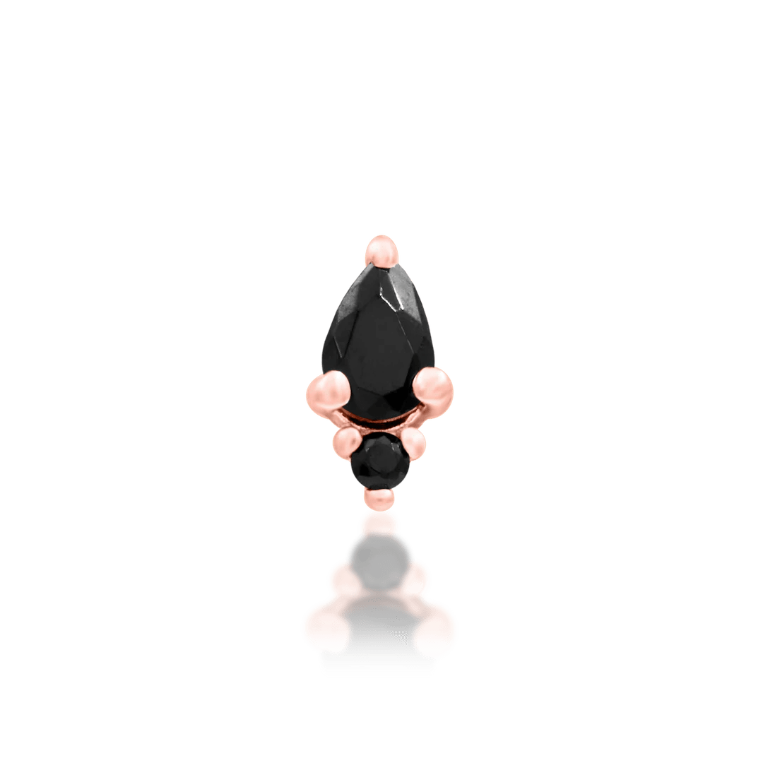 Karma – Black CZ Pear Duo – 14K Gold Threadless End - piercing - zone.com