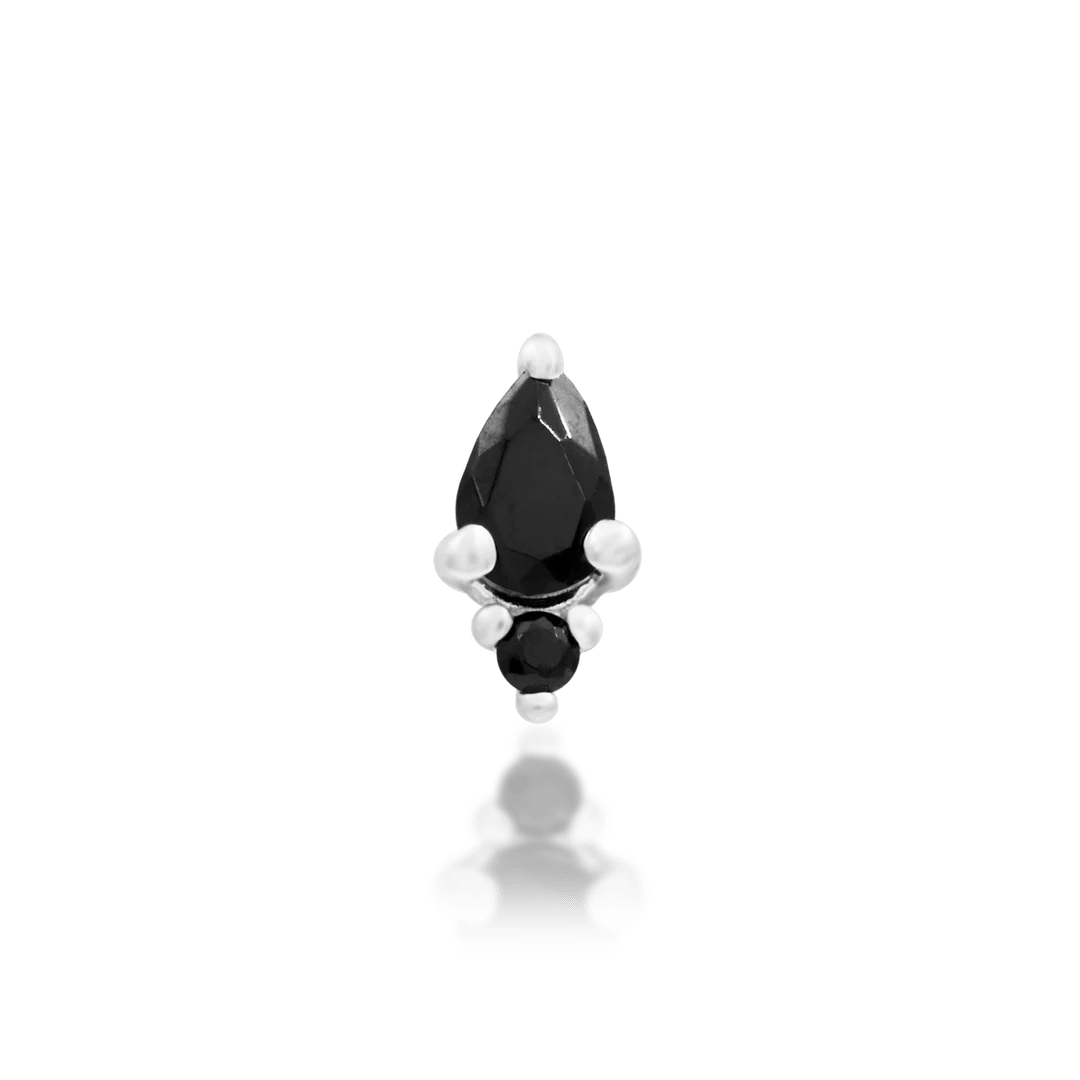 Karma – Black CZ Pear Duo – 14K Gold Threadless End - piercing - zone.com
