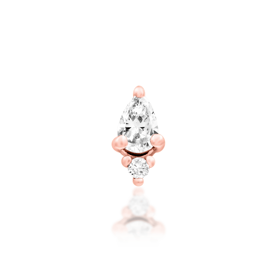 Karma – White CZ Pear Duo – 14K Gold Threadless End - piercing - zone.com