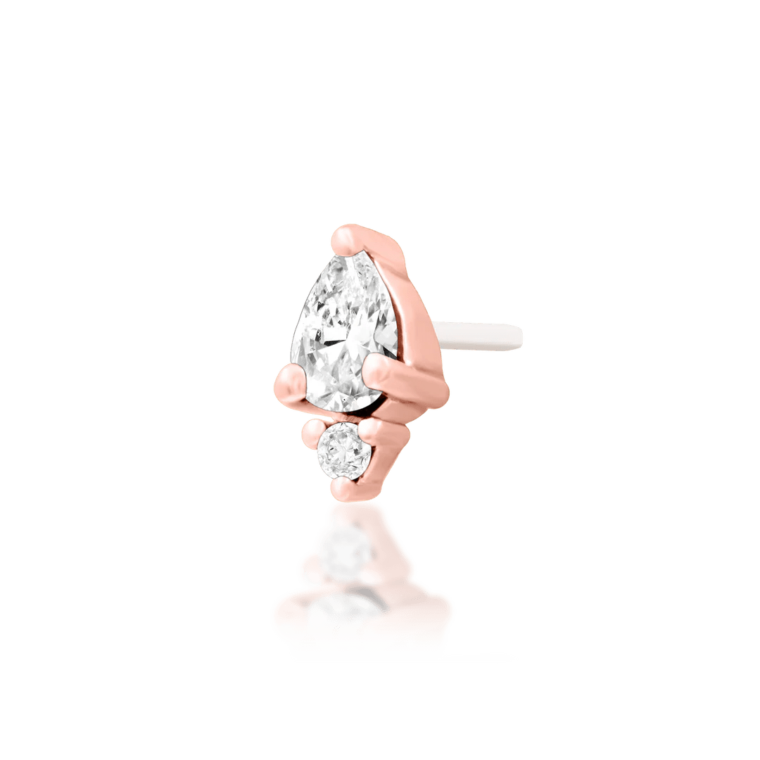 Karma – White CZ Pear Duo – 14K Gold Threadless End - piercing - zone.com