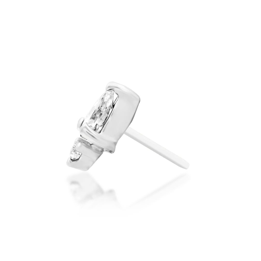 Karma – White CZ Pear Duo – 14K Gold Threadless End - piercing - zone.com