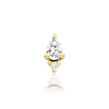 Karma – White CZ Pear Duo – 14K Gold Threadless End - piercing - zone.com