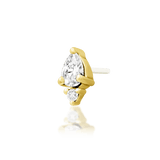 Karma – White CZ Pear Duo – 14K Gold Threadless End - piercing - zone.com