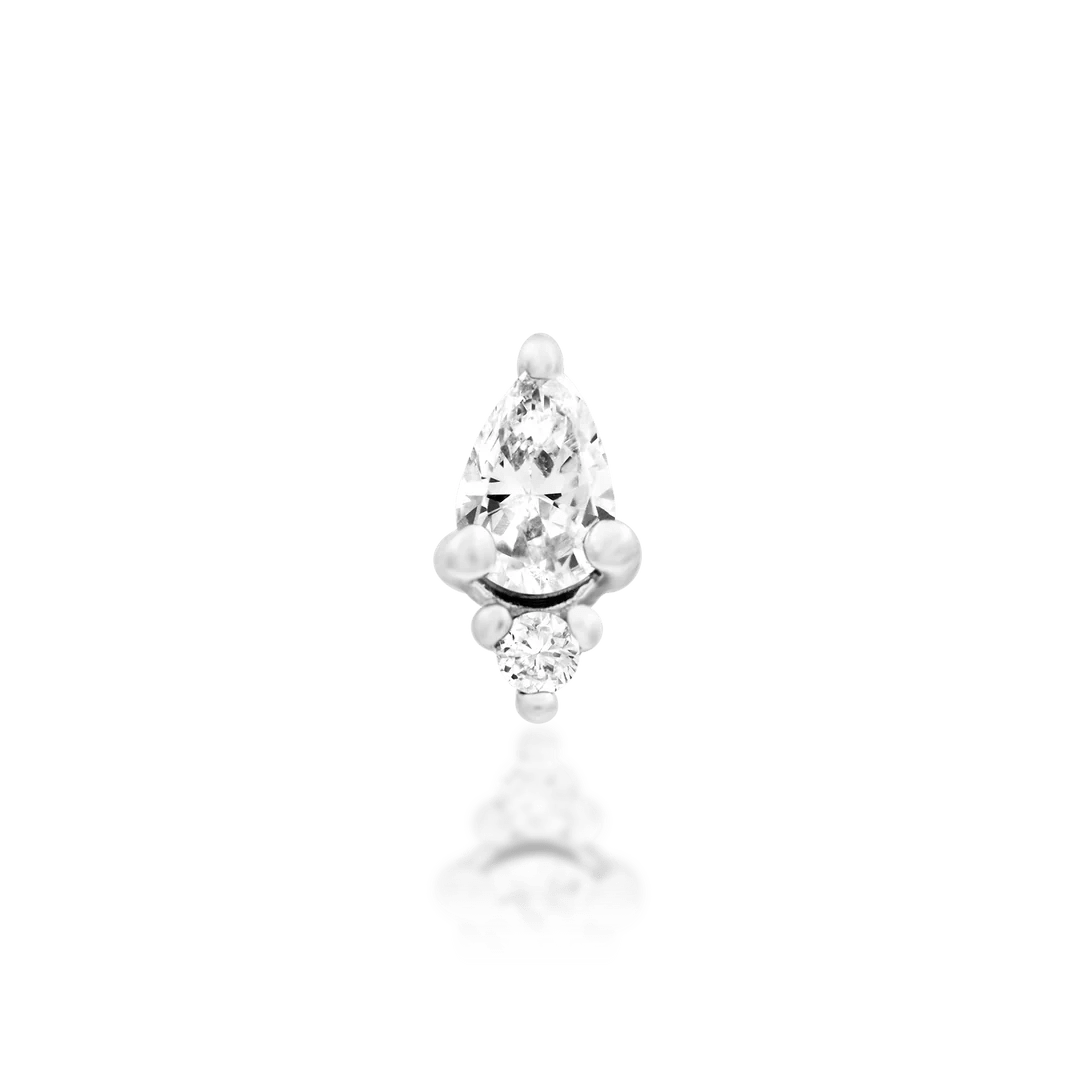 Karma – White CZ Pear Duo – 14K Gold Threadless End - piercing - zone.com
