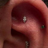Karma – White CZ Pear Duo – 14K Gold Threadless End - piercing - zone.com