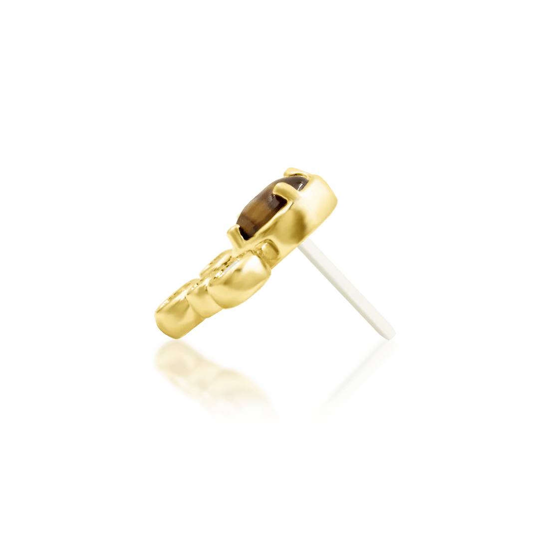 Kate – 14K Gold Tiger Eye & CZ Threadless End - piercing - zone.com