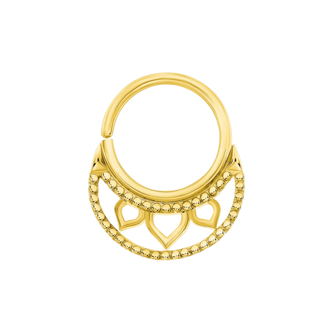 Katya Seamless Ring – 14K Gold Cup & Divot Design - piercing - zone.com