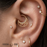 Katya Seamless Ring – 14K Gold Cup & Divot Design - piercing - zone.com