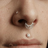 Katya Seamless Ring – 14K Gold Cup & Divot Design - piercing - zone.com
