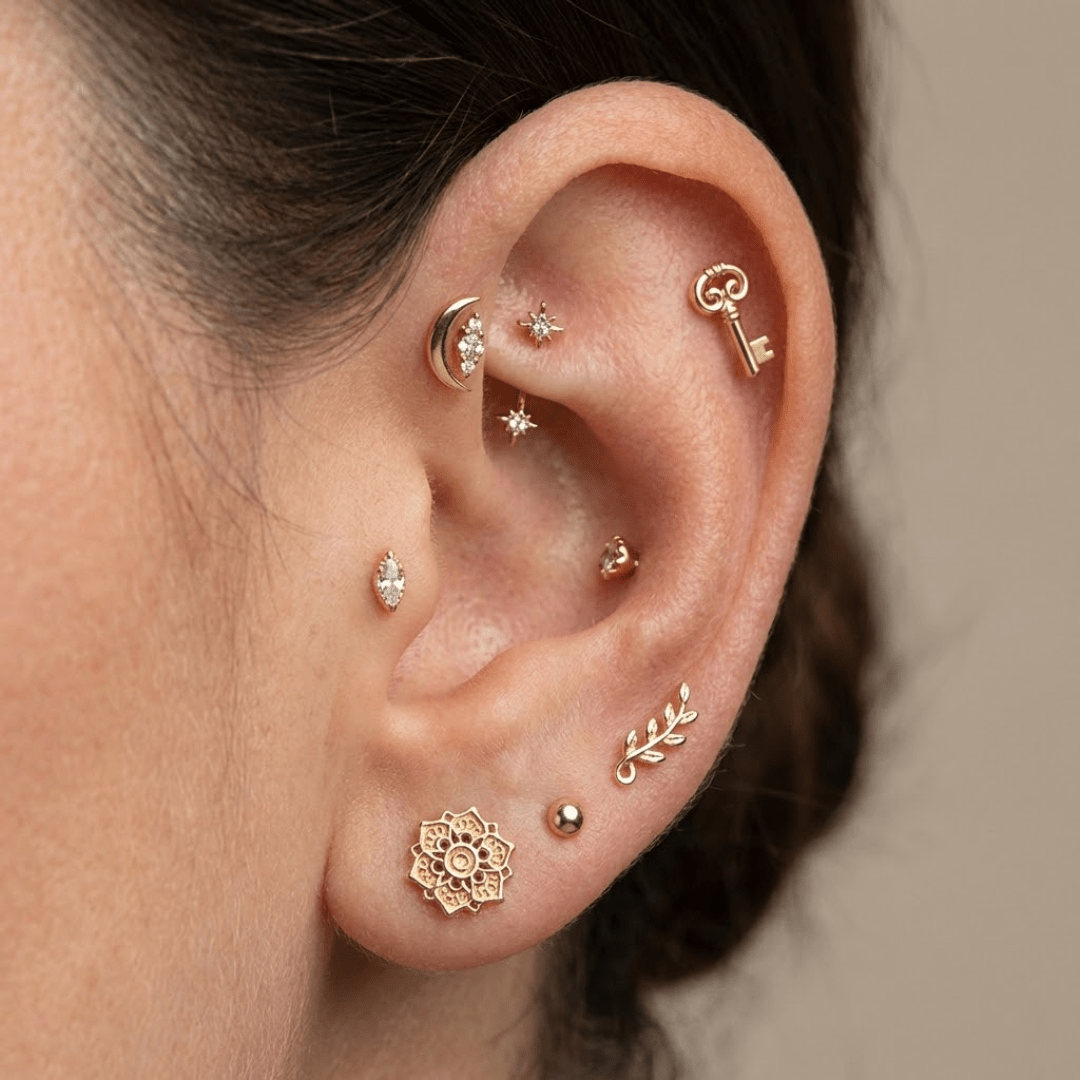 Key – 14K Gold Threadless/Threaded End - piercing - zone.com