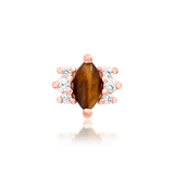 Khan – Tiger Eye & CZ Bold Cluster – 14K Gold Threadless End - piercing - zone.com
