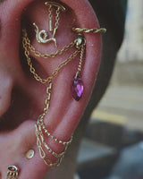 Kian – Ornate Medieval Crest – 14K Gold Threadless End - piercing - zone.com
