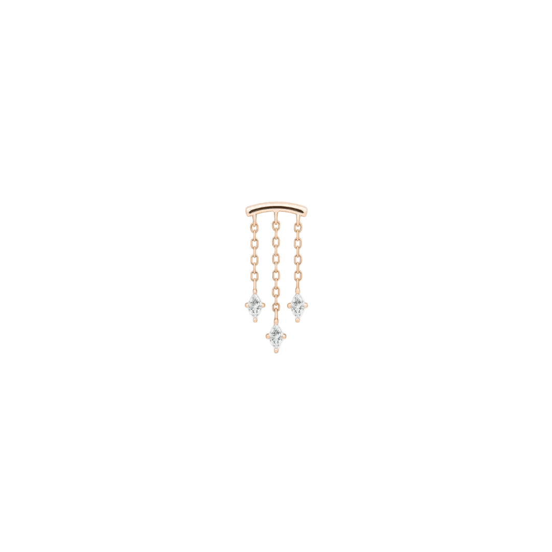 Kinetic Chain CZ Drop – 14K Gold Threadless End - piercing - zone.com