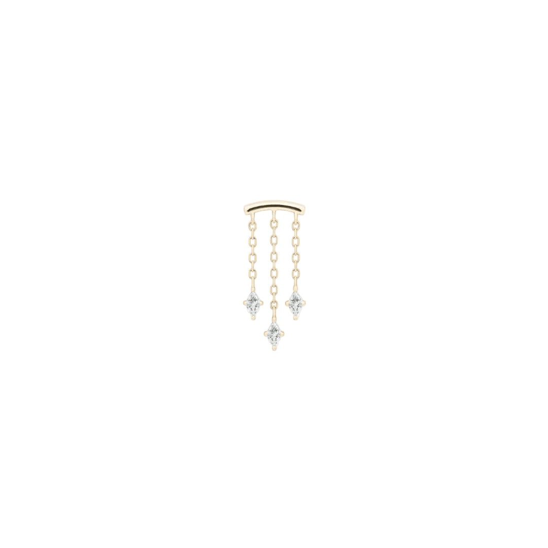 Kinetic Chain CZ Drop – 14K Gold Threadless End - piercing - zone.com
