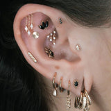 Kinetic Chain CZ Drop – 14K Gold Threadless End - piercing - zone.com