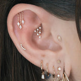 Kinetic Chain CZ Drop – 14K Gold Threadless End - piercing - zone.com