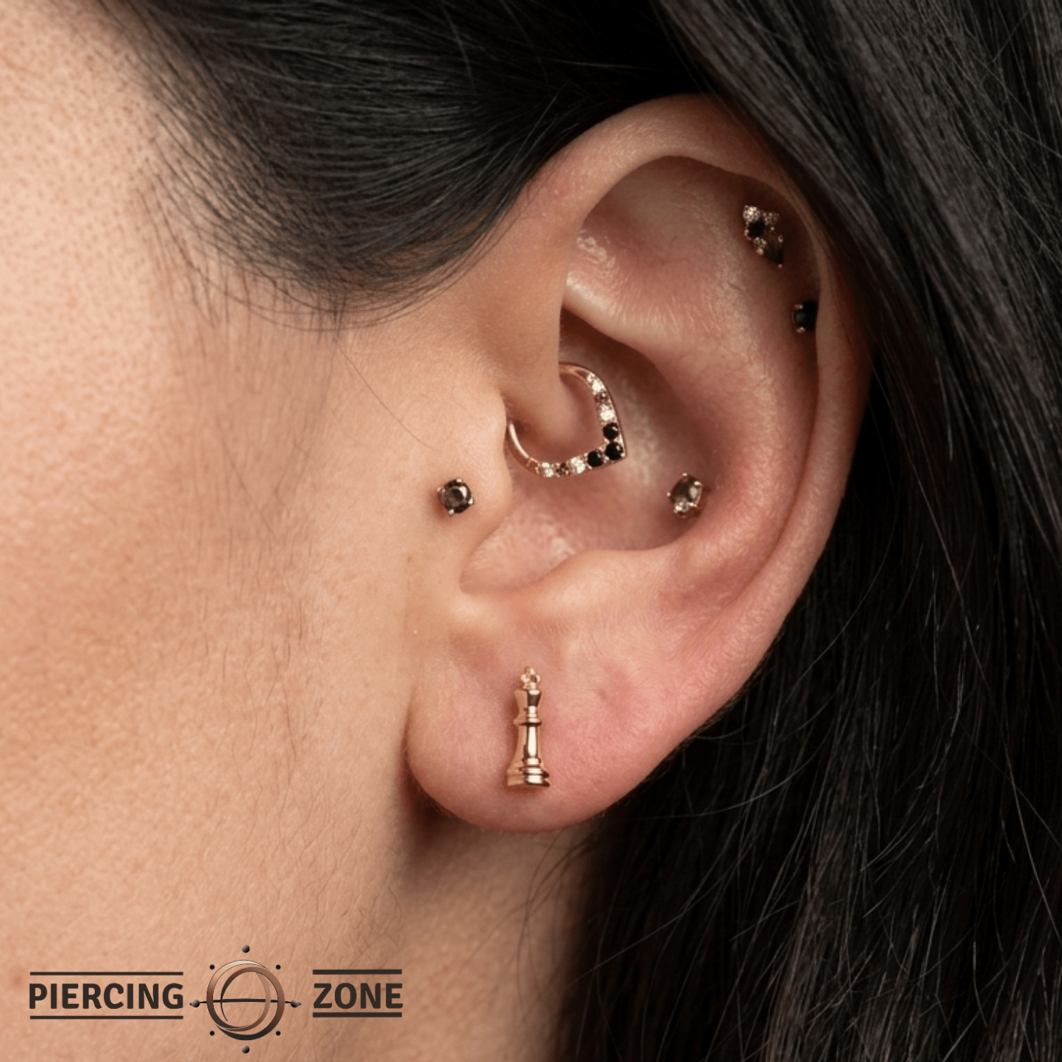King Chess Piece – 14K Gold Threadless/Threaded End - piercing - zone.com