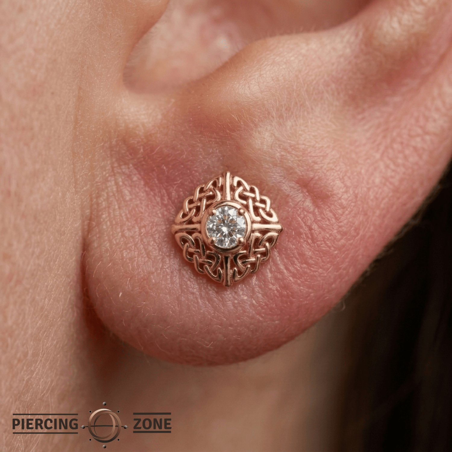 Knot - 14K Gold Stone Threadless/Threaded End - piercing - zone.com