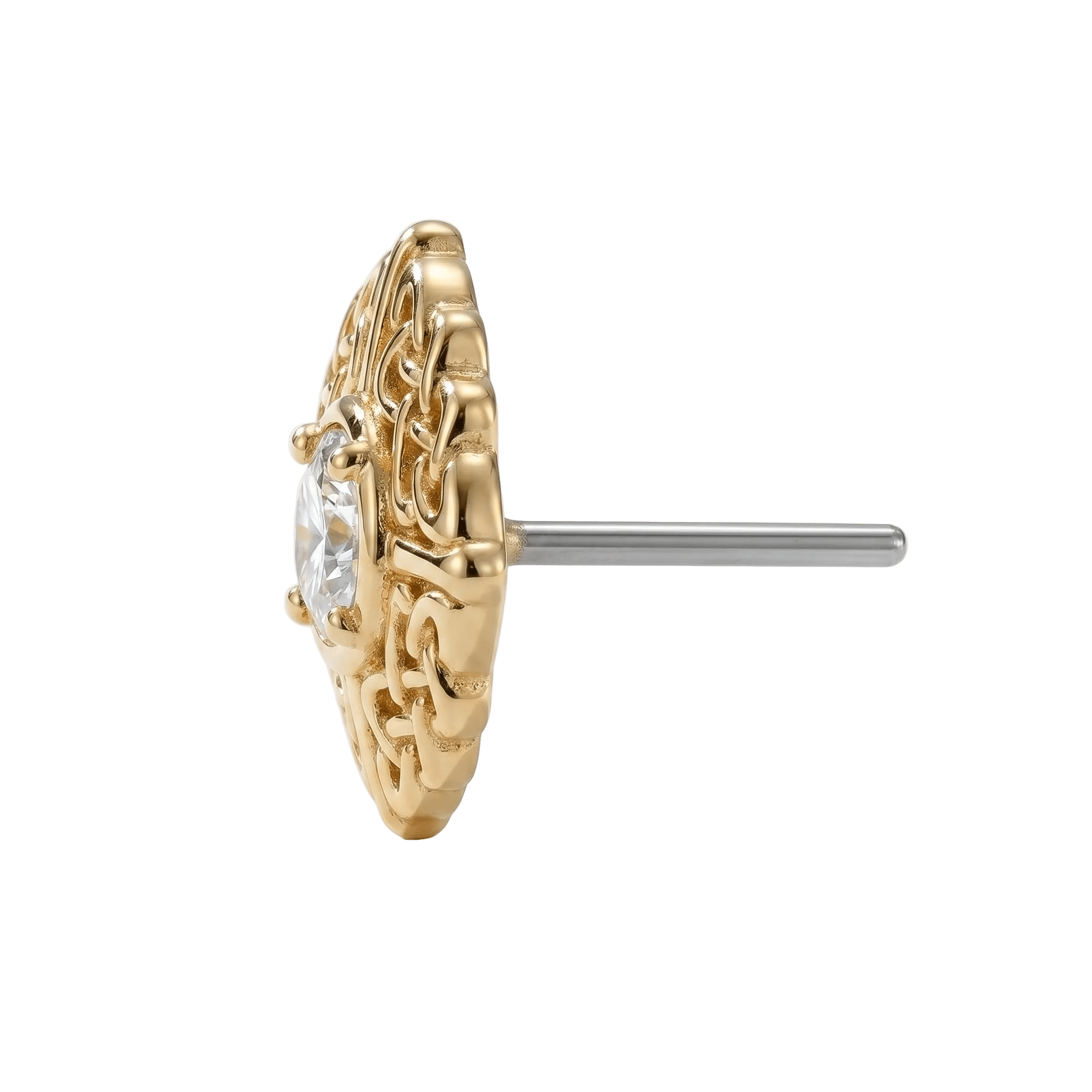 Knot - 14K Gold Stone Threadless/Threaded End - piercing - zone.com