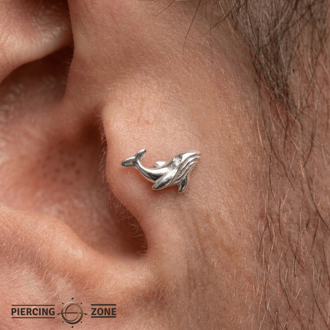 Koholā Whale – 14K Gold Oceanic Threadless End - piercing - zone.com