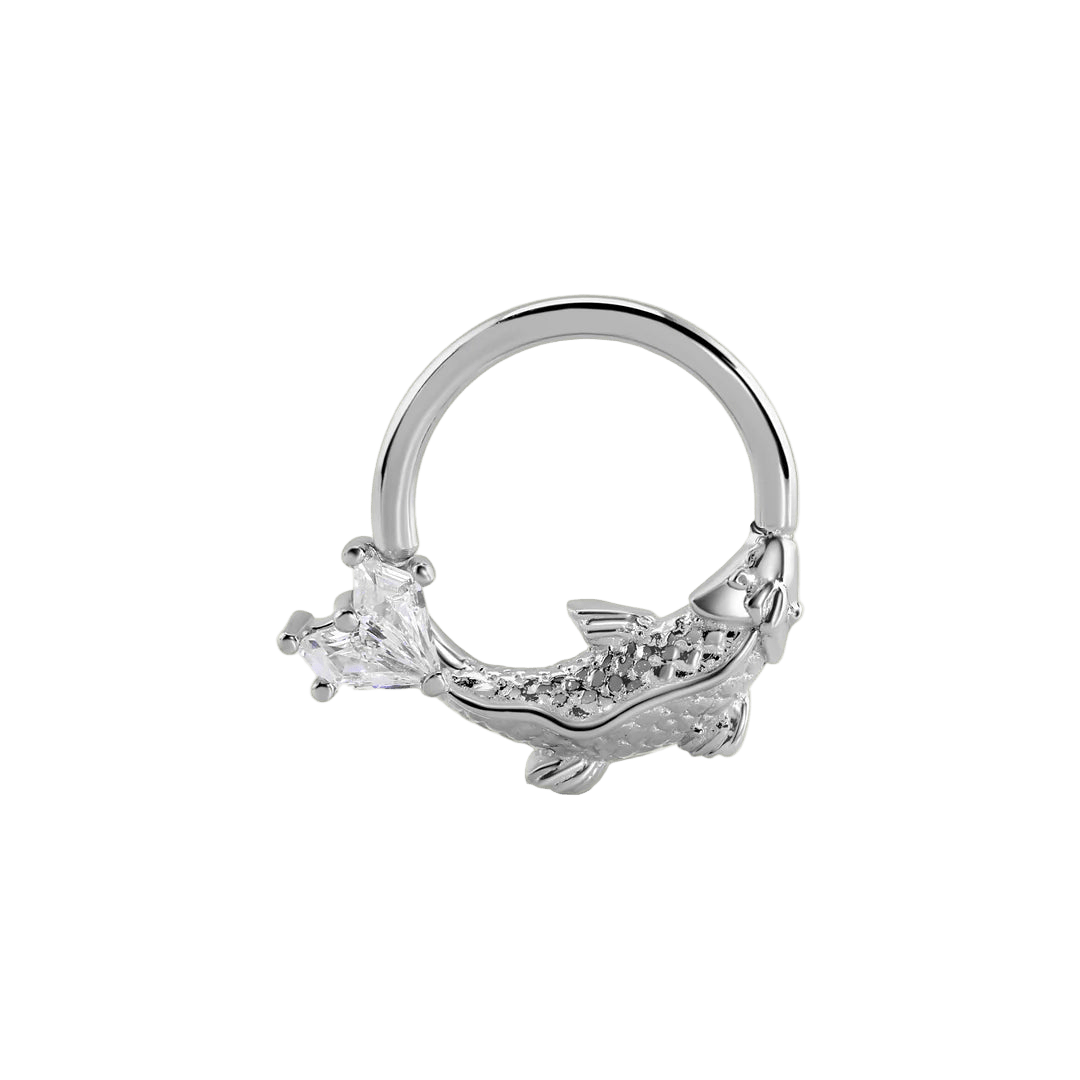 Koi Seamless Ring – 14K Gold Twin Kite Gem Design - piercing - zone.com
