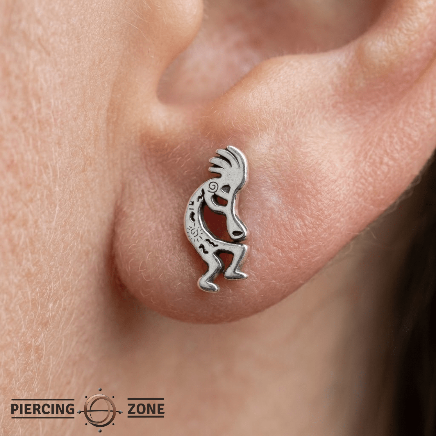 Kokopelli – 14K Gold Threadless/Threaded End - piercing - zone.com