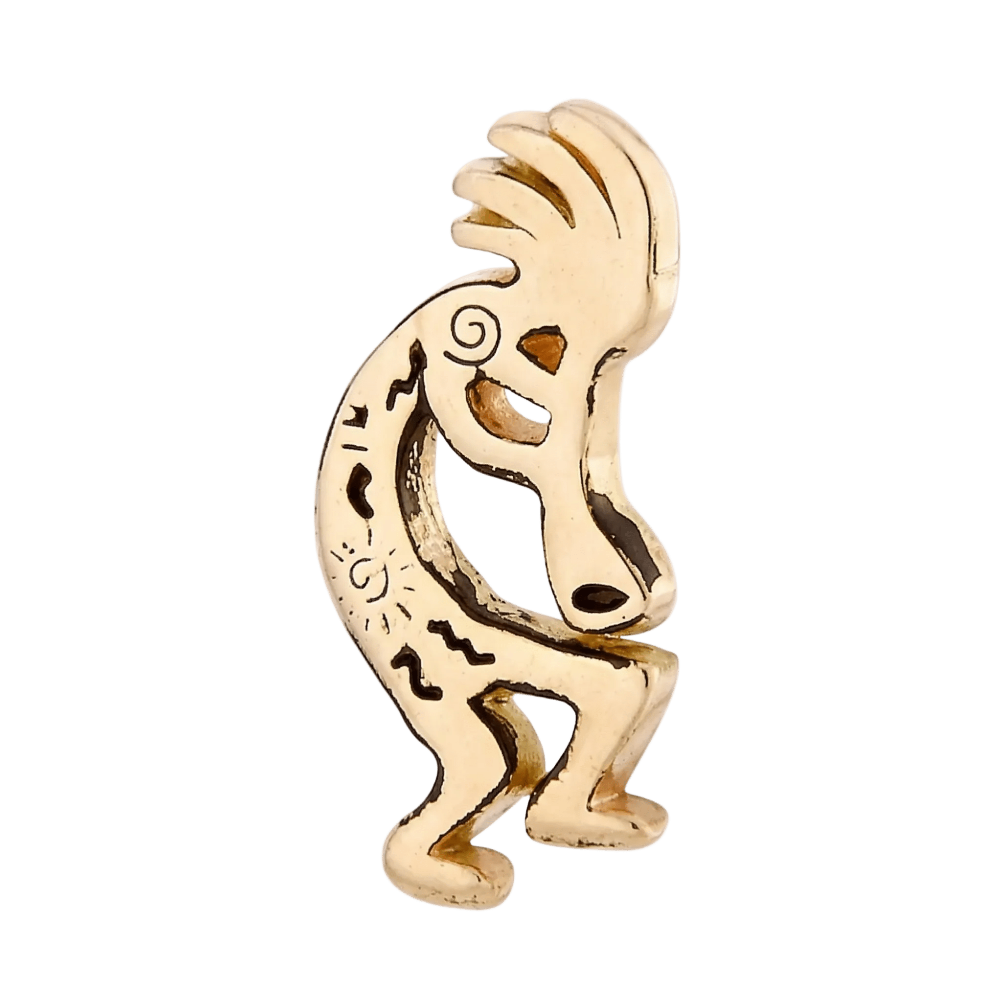 Kokopelli – 14K Gold Threadless/Threaded End - piercing - zone.com
