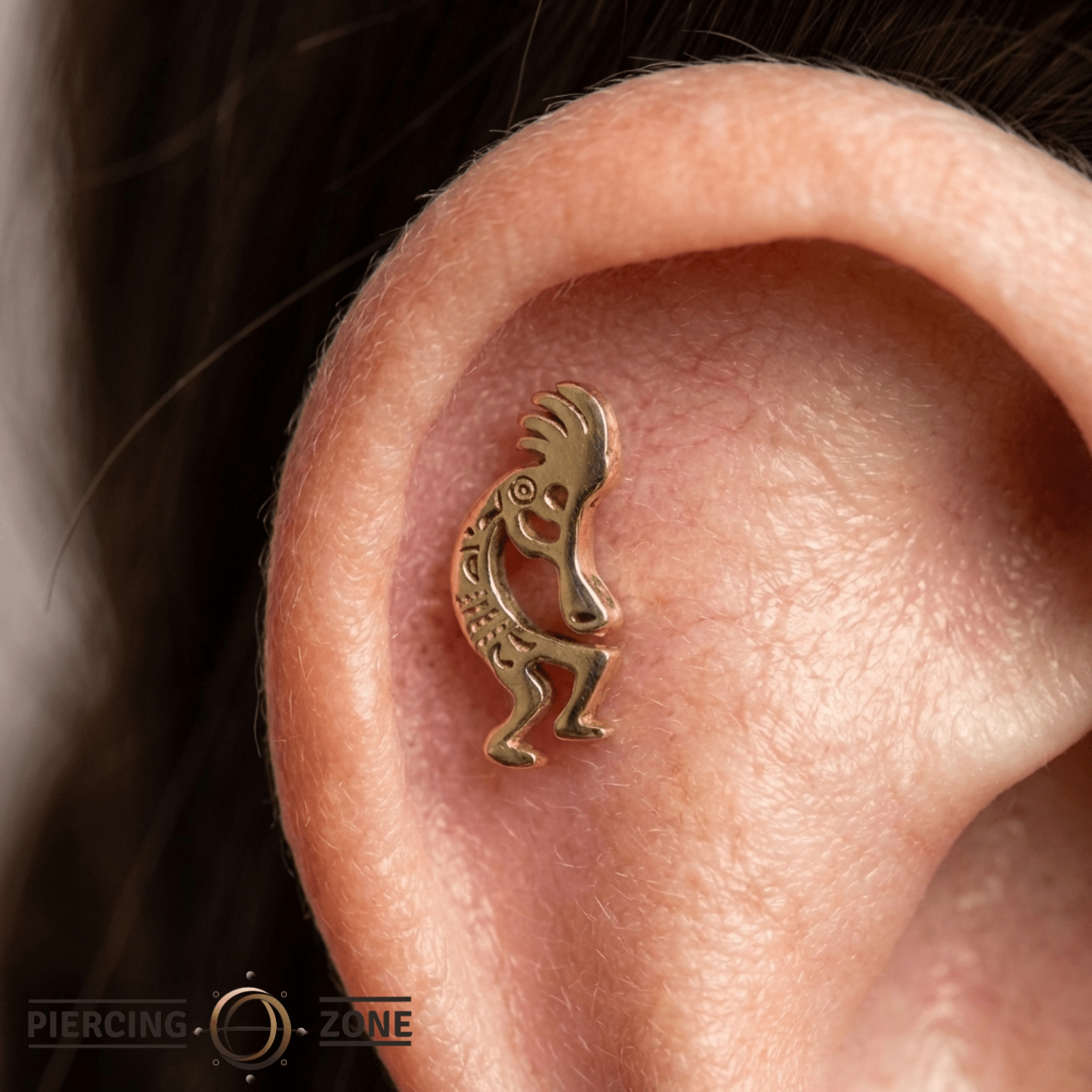 Kokopelli – 14K Gold Threadless/Threaded End - piercing - zone.com