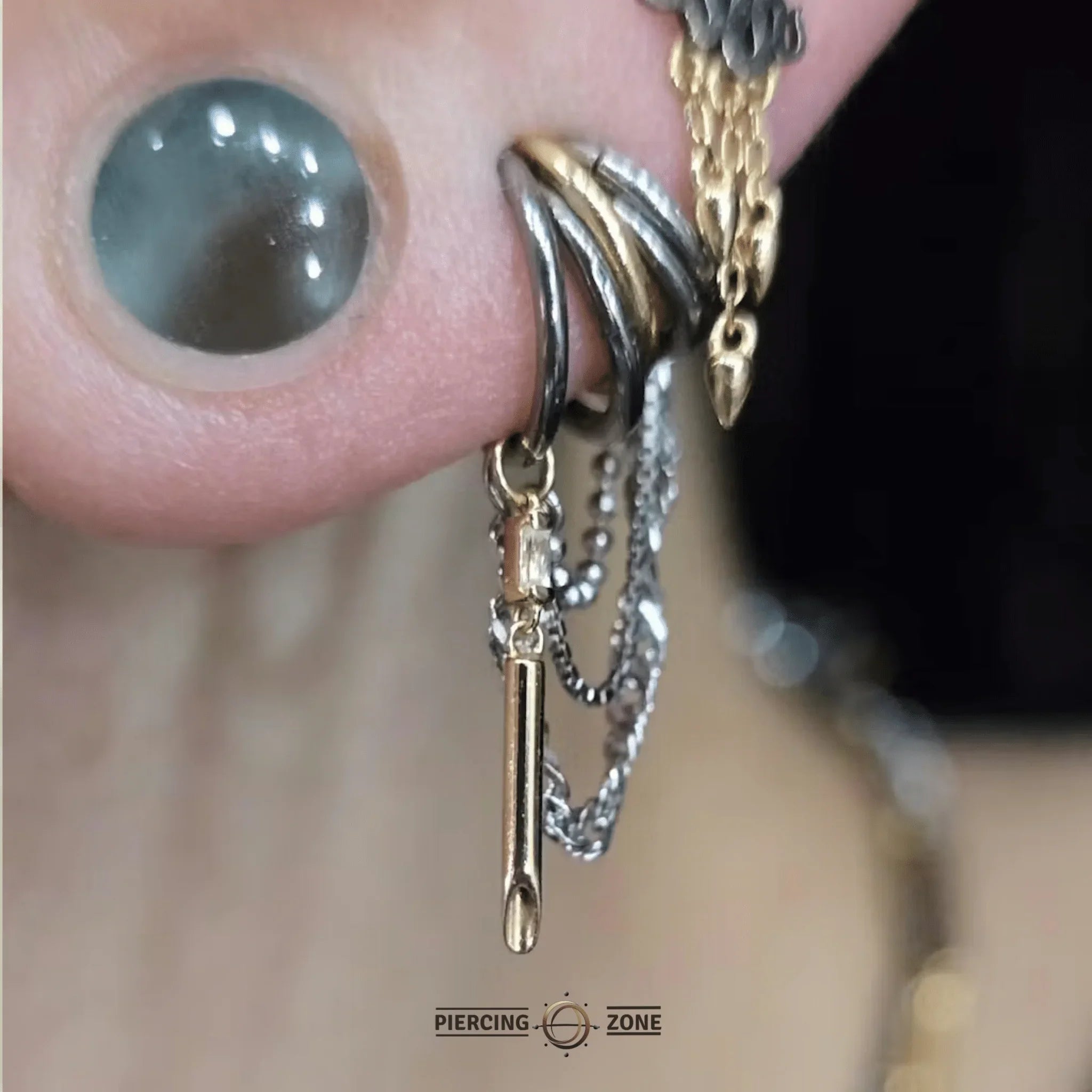Kulture – CZ Needle Charm – 14K Gold - piercing - zone.com