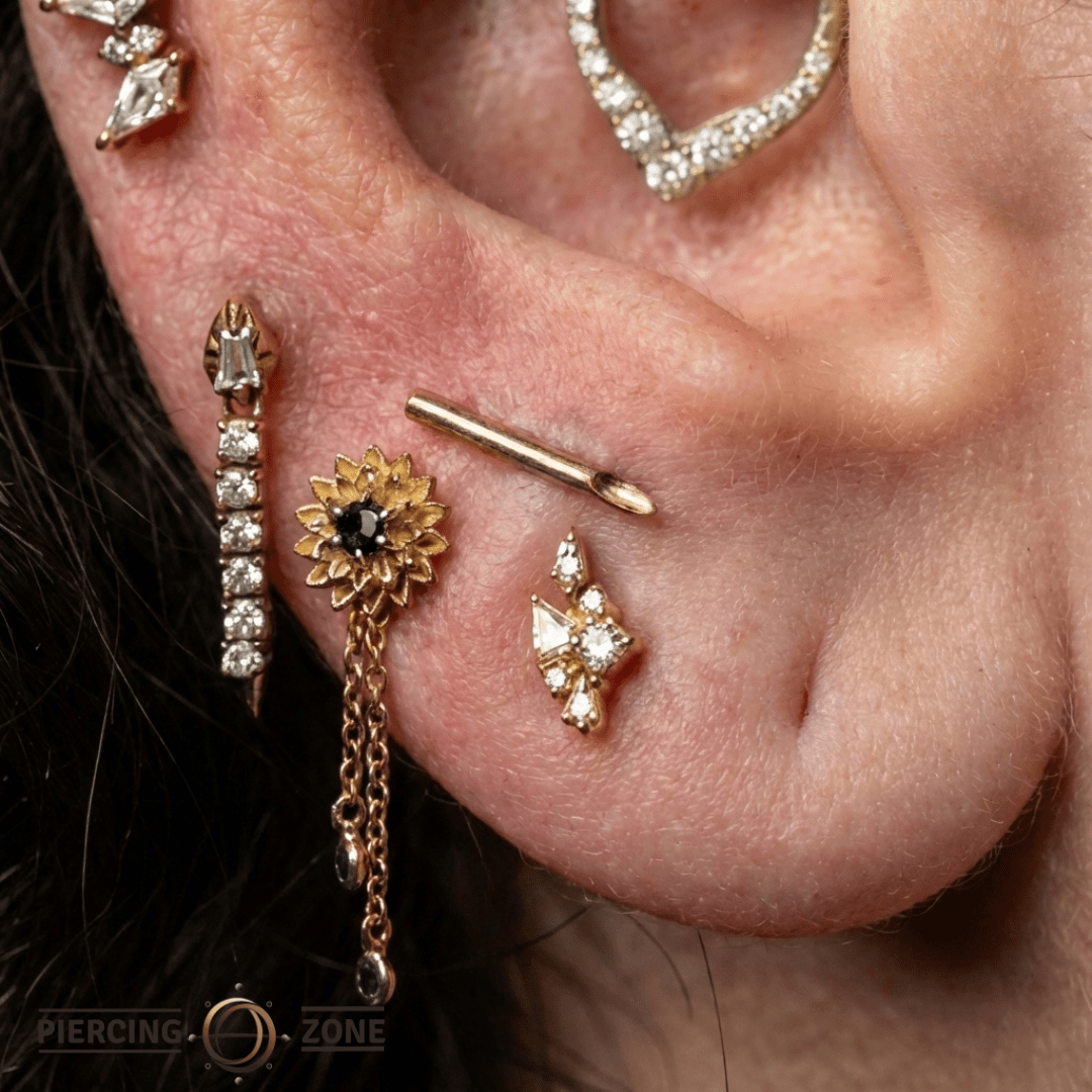 Kulture – Needle Silhouette – 14K Gold Threadless End - piercing - zone.com