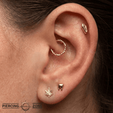 Kush – 14K Gold Diamond - Etched Cannabis Leaf Threadless End - piercing - zone.com