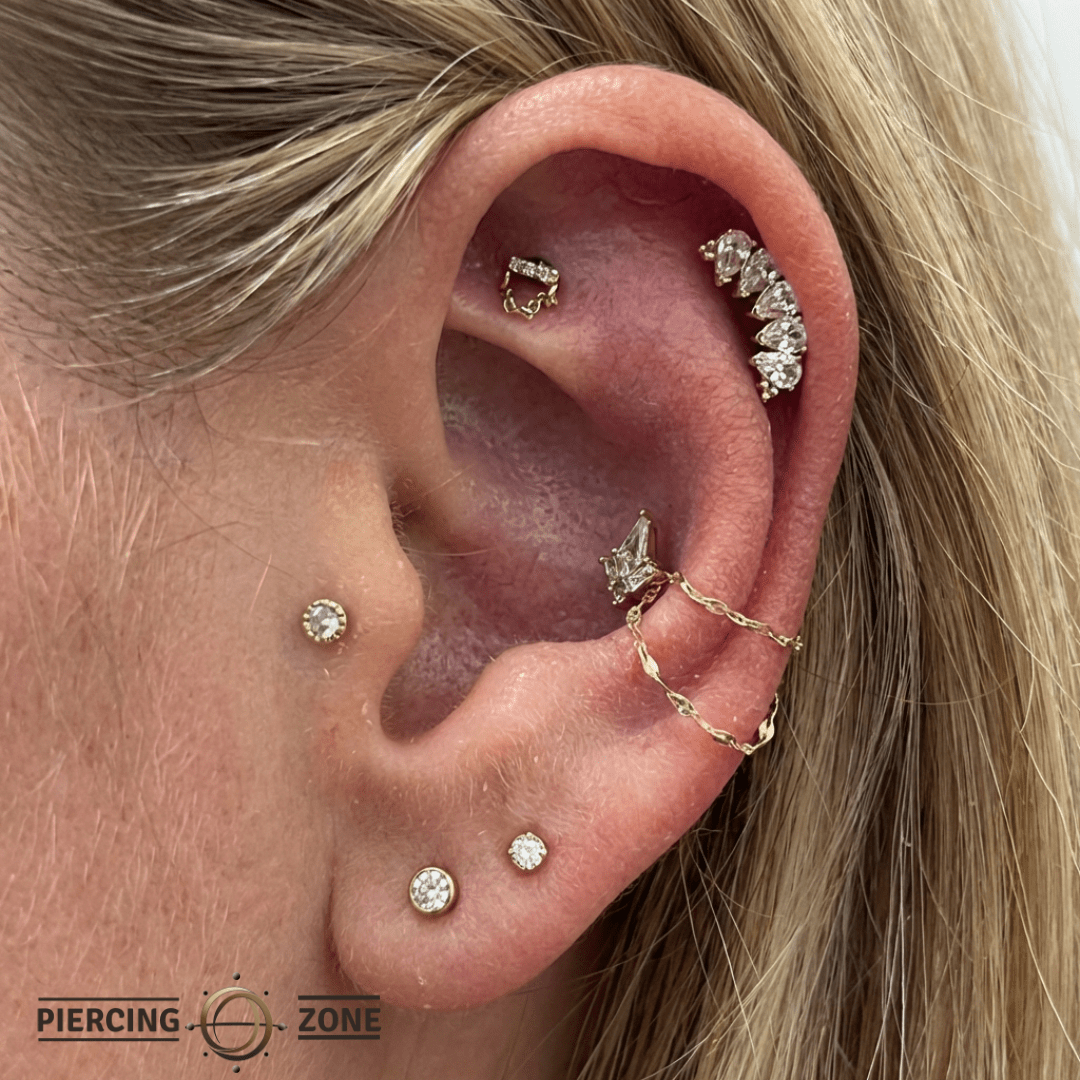 L.A. Baby – Swarovski CZ Cluster – 14K Gold Threadless End - piercing - zone.com