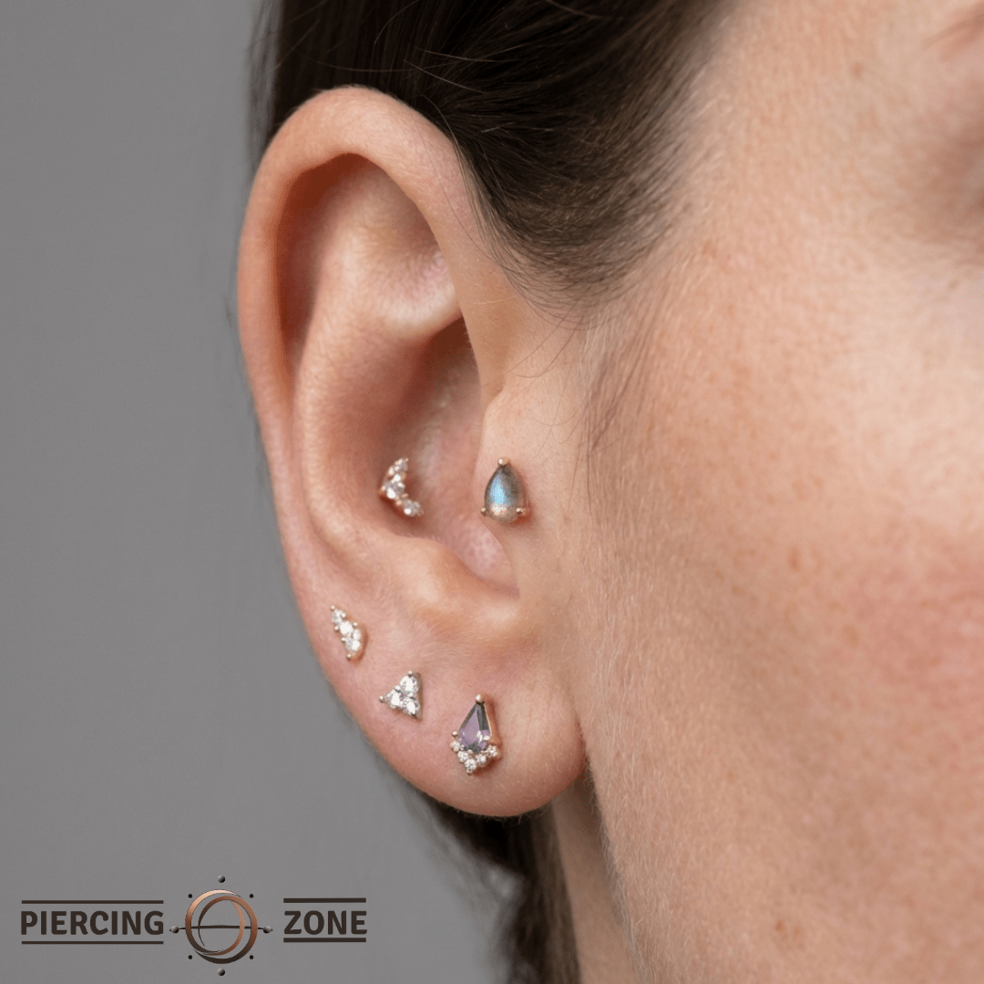 Labradorite Pear – 14K Gold Threadless End - piercing - zone.com