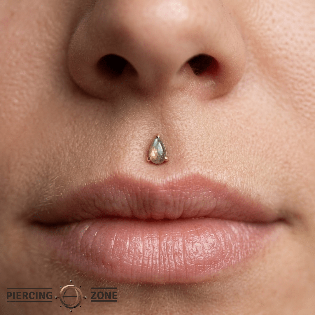 Labradorite Pear – 14K Gold Threadless End - piercing - zone.com