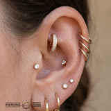 Lady Elara – 14K & 18K Gold Gemstone Rook Clicker - piercing - zone.com