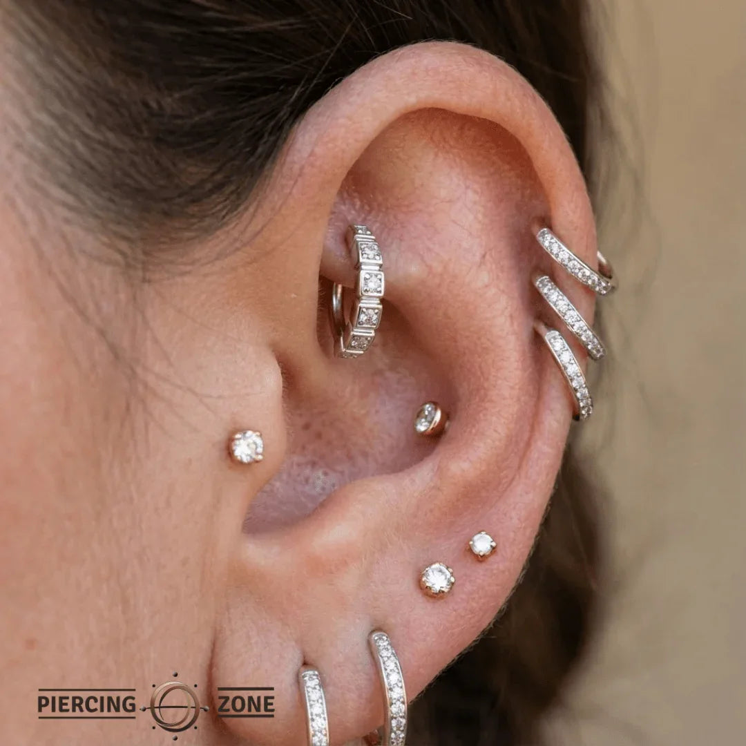 Lady Isolda – 14K & 18K Gold Gemstone Rook Clicker - piercing - zone.com