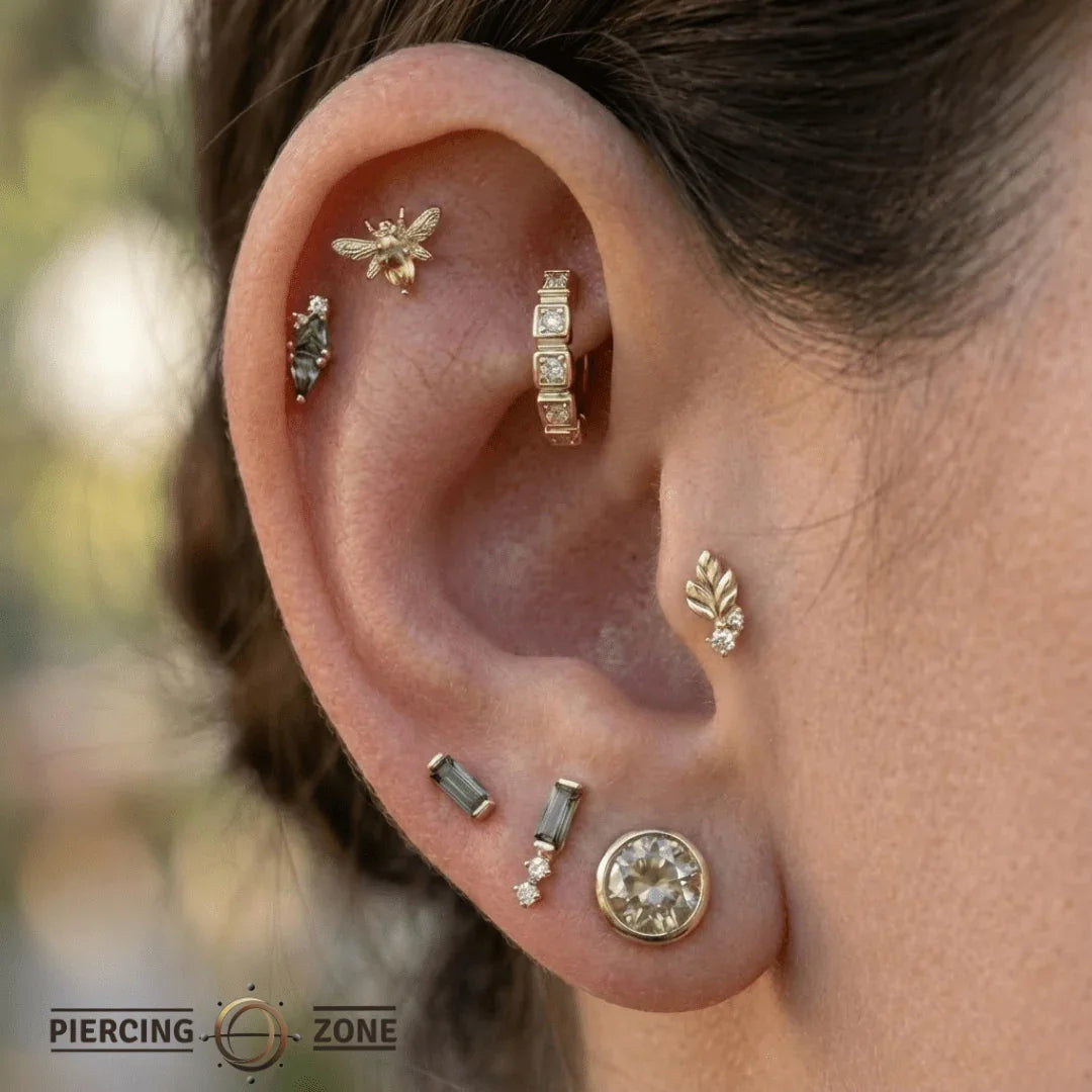 Lady Isolda – 14K & 18K Gold Gemstone Rook Clicker - piercing - zone.com