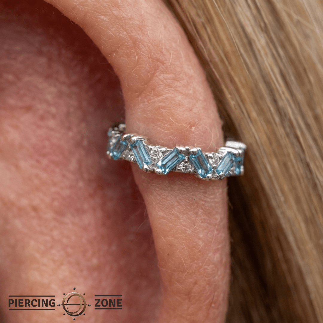 Laguna – London Blue Topaz & White Topaz – 14K Gold Clicker Ring - piercing - zone.com