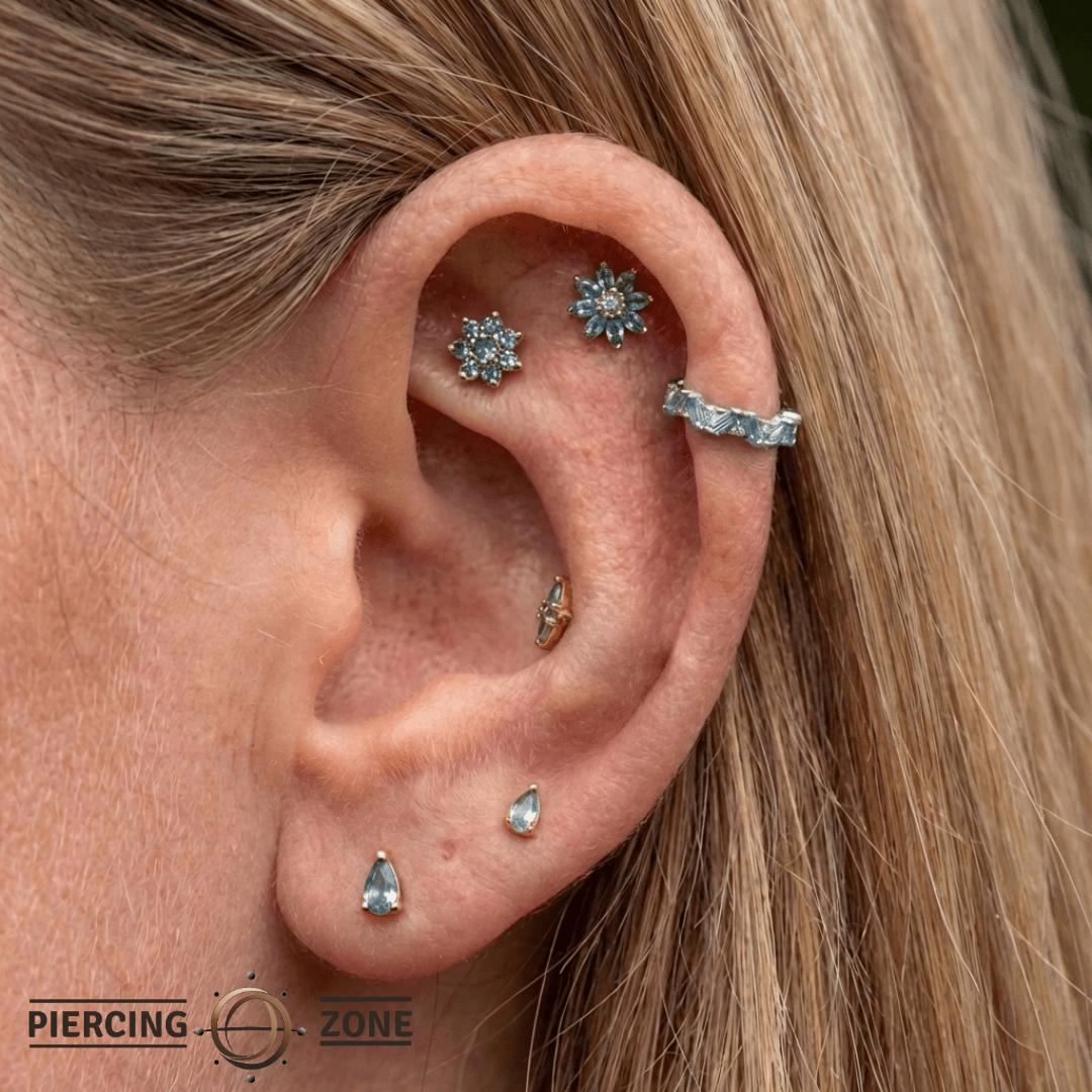 Laguna – London Blue Topaz & White Topaz – 14K Gold Clicker Ring - piercing - zone.com