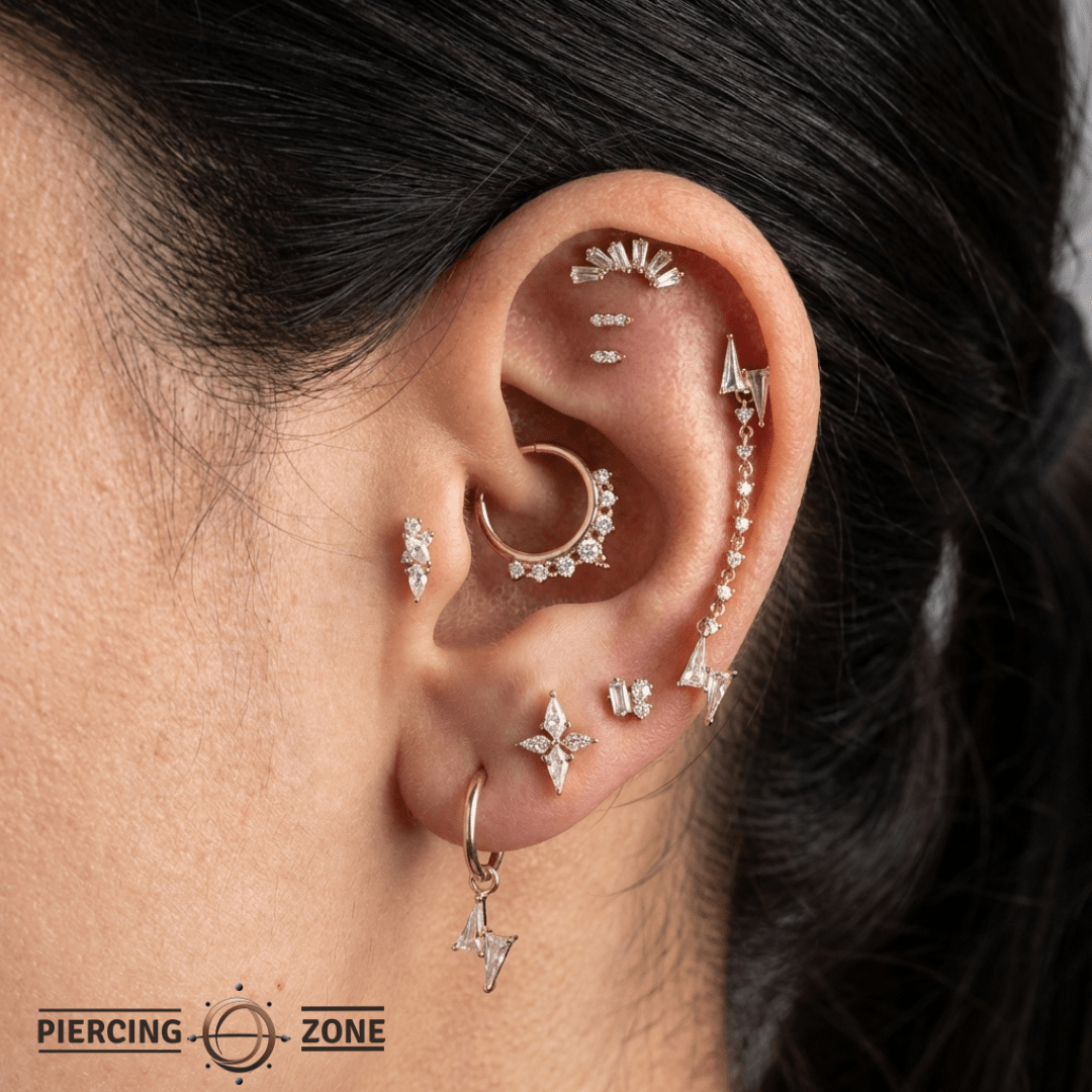 Languid – CZ Chain Dangle – 14K Gold - piercing - zone.com