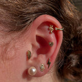 Lara – Textured Heart – 14K Gold Threadless End - piercing - zone.com
