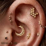 Large Honeycomb - 18K Gold Threadless End - piercing-zone.com