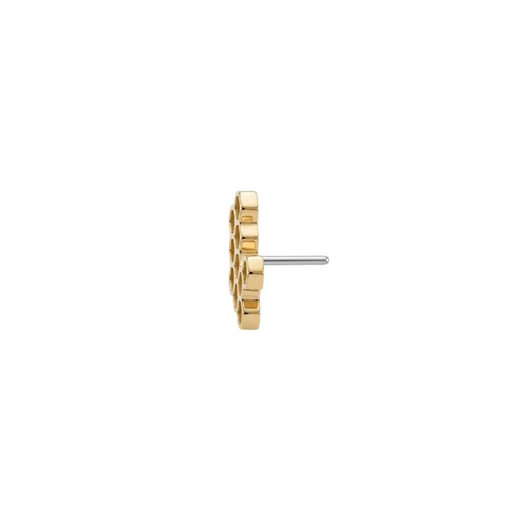 Large Honeycomb - 18K Gold Threadless End - piercing-zone.com