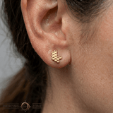 Large Honeycomb - 18K Gold Threadless End - piercing-zone.com